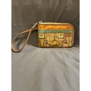 Fossil KEY-PER Wristlet Coated Wallet Clutch Zipper Organizer Bird Birdcages
